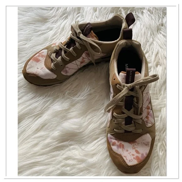 Merrell Alpine Sneaker Lightweight Suede Leather Pink Tan Size 9 - Picture 2 of 16